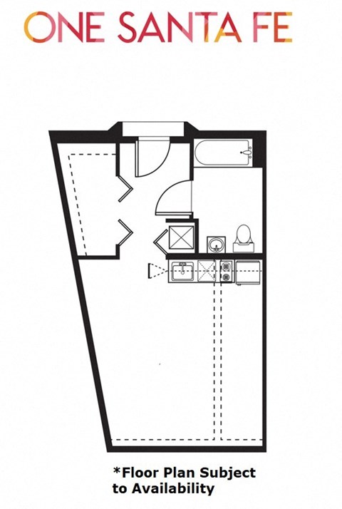 Floor plan for studio, 1 bath